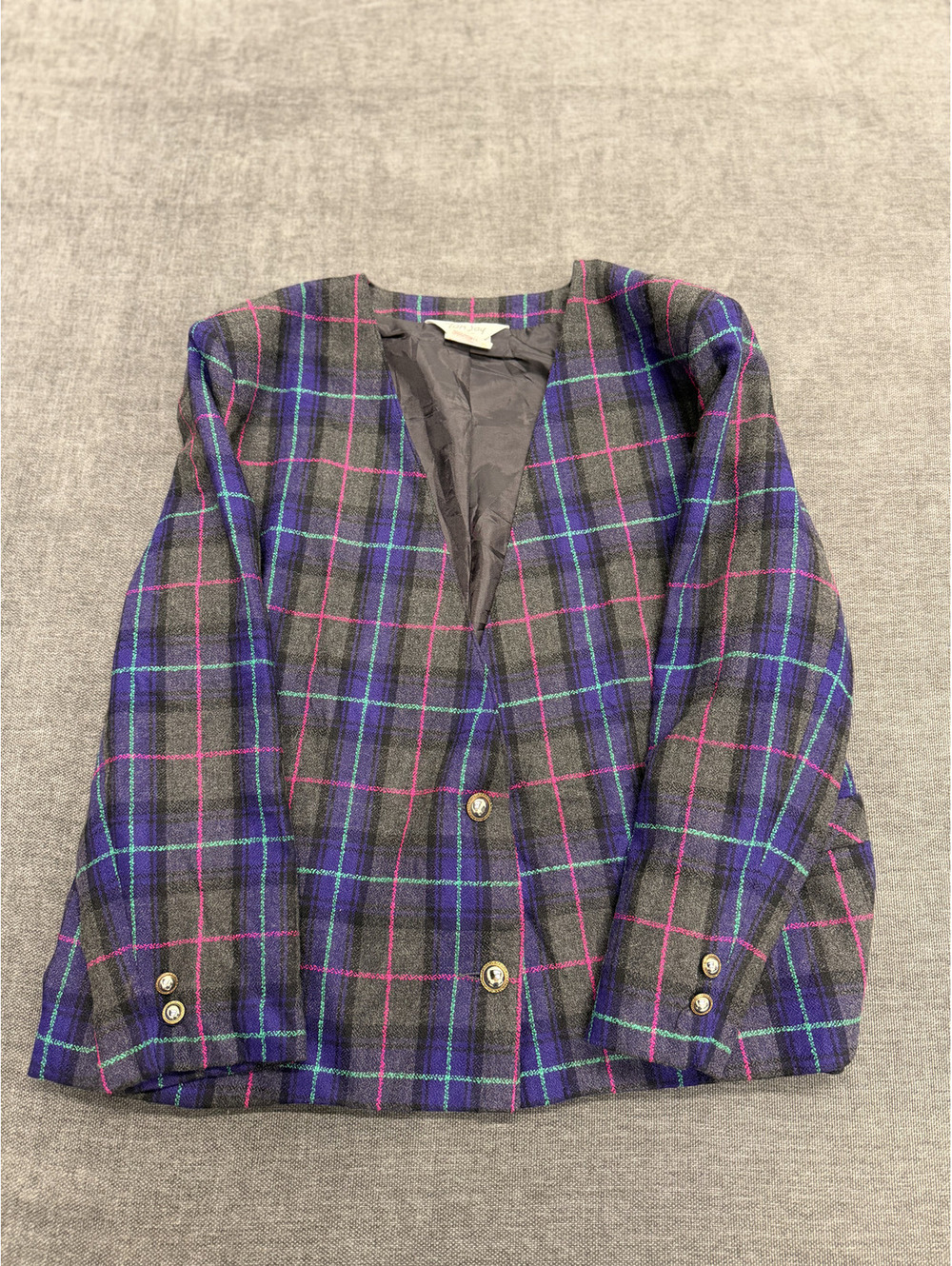 Tan Jay Women's Size 16W Plaid Wool Blend Blazer Jacket Size 16W